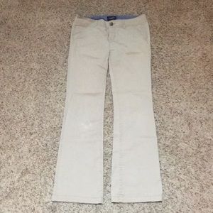 Long stretch boot cut khakis with some minor flaws